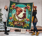 Pitbull Cartoon Quilt Twin Queen King Size 116