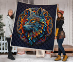 Native American Wolf Mandala Quilt Twin Queen King Size 94