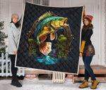 Bass Fishing Peacock Quilt Twin Queen King Size 13