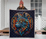 Native American Wolf Mandala Quilt Twin Queen King Size 94
