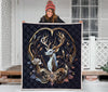 Deer Hunting White Gold Color Quilt Twin Queen King Size 33