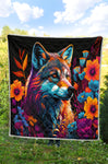 Wolf And Flowers Quilt Twin Queen King Size 102
