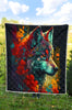 Wolf And Flowers Quilt Twin Queen King Size 103