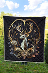 Deer Hunting White Gold Color Quilt Twin Queen King Size 33