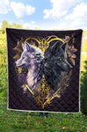 Heart White And Black Wolf Quilt Twin Queen King Size 68