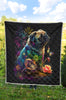 Pug Flower Colorful Quilt Twin Queen King Size 124