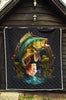 Bass Fishing Peacock Quilt Twin Queen King Size 13