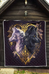 Heart White And Black Wolf Quilt Twin Queen King Size 68