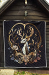 Deer Hunting White Gold Color Quilt Twin Queen King Size 33