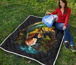 Bass Fishing Peacock Quilt Twin Queen King Size 13