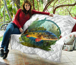 Peacock Bass Swim In Water Quilt Twin Queen King Size 111