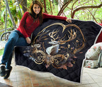 Deer Hunting White Gold Color Quilt Twin Queen King Size 33