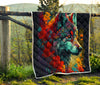 Wolf And Flowers Quilt Twin Queen King Size 103