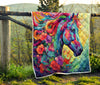 Horse And Flowers Quilt Twin Queen King Size 101