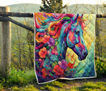 Horse And Flowers Quilt Twin Queen King Size 101