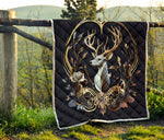 Deer Hunting White Gold Color Quilt Twin Queen King Size 33