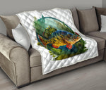 Peacock Bass Swim In Water Quilt Twin Queen King Size 111