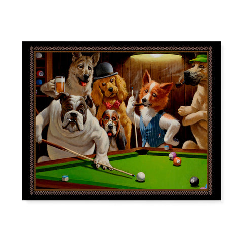 Dogs Playing Pool Canvas