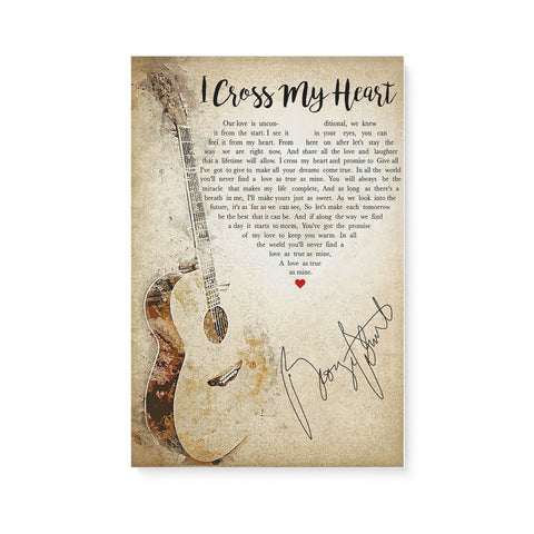 George Strait I Cross My Heart Lyrics Heart Typography Signed For