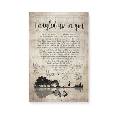 Staind Tangled Up In You Heart Lyric Typography Signed For Fan Frame Canvas All