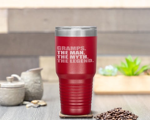 GRAMPS - THE MAN MYTH LEGEND Gift Fathers Day Tumbler Tumblers dad, family- Nichefamily.com