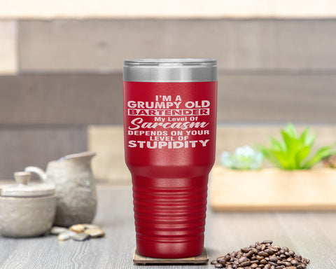 I Am A Grumpy Old BARTENDER  Father's Day Tumbler Tumblers dad, family- Nichefamily.com