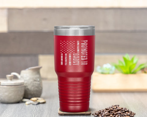 Promoted To Daddy American Flag Camo Fathers Day Tumbler Tumblers dad, family- Nichefamily.com