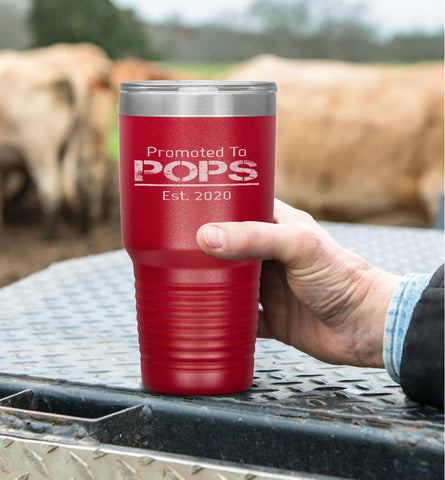Promoted To Pops Est. 2020 - New Grandpa Baby Announcement Tumbler Tumblers dad, family- Nichefamily.com