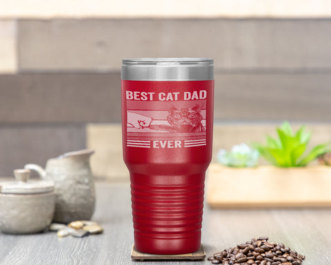 Vintage Best Cat Dad Ever Bump Fist Father's Day Gifts Tumbler Tumblers dad, family- Nichefamily.com