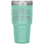 Funny Proud Father in Law Dad Fathers Day Gift Ideas Tumbler Tumblers dad, family- Nichefamily.com