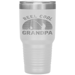 Vintage Reel Cool GRANDPA Fish Fishing Father's Day Gift Tumbler Tumblers dad, family- Nichefamily.com