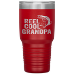 Reel Cool Grandpa Fathers Day Gifts For Fisherman Tumbler Tumblers dad, family- Nichefamily.com