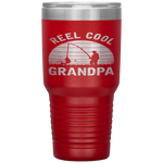 Vintage Reel Cool GRANDPA Fish Fishing Father's Day Gift Tumbler Tumblers dad, family- Nichefamily.com