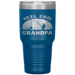 Vintage Reel Cool GRANDPA Fish Fishing Father's Day Gift Tumbler Tumblers dad, family- Nichefamily.com