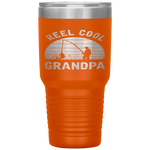 Vintage Reel Cool GRANDPA Fish Fishing Father's Day Gift Tumbler Tumblers dad, family- Nichefamily.com