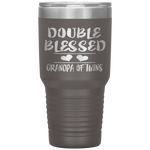 Double Blessed Grandpa Of Twins Grandfather Gift Tumbler Tumblers dad, family- Nichefamily.com