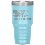 Grandpa The Man The Pilot The Legend Dad Tumbler Tumblers dad, family- Nichefamily.com