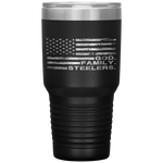 God Family Steelers-Pro Us Flag Father's Day Dad Gift Tumbler Tumblers dad, family- Nichefamily.com